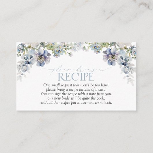 ダスティーエレガントブルーフローラレシピを持って来て エンクロージャーカード (正面)
