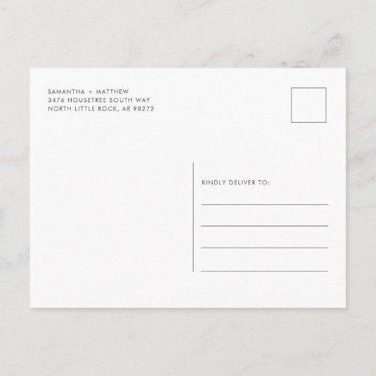 ダスティーエレガントブルーフローラ保存日付 案内ポストカード (裏面)