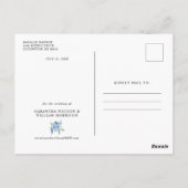 ダスティーエレガントブルーフローラ日付はがきを保存 ポストカード (裏面)