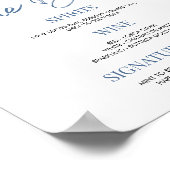 ダスティーエレガントブルーフローラ結婚のブライダルバー標識 ポスター (角)