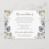ダスティーエレガントブルーフローラ結婚ズアコモデーション エンクロージャーカード (正面)
