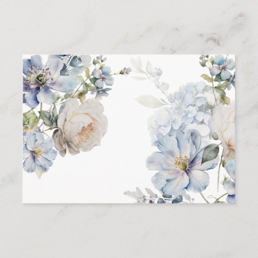 ダスティーエレガントブルーフローラ結婚ズアコモデーション エンクロージャーカード (裏面)