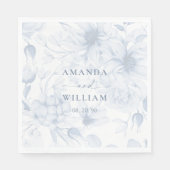 ダスティーエレガントブルーフローラ結婚ズナプキン スタンダードランチョンナプキン (正面)