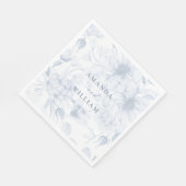 ダスティーエレガントブルーフローラ結婚ズナプキン スタンダードランチョンナプキン (角)