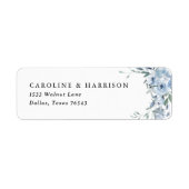 ダスティーエレガントブルーフローラ結婚ズ差出人住所 ラベル (正面)