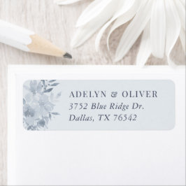ダスティーエレガントブルーフローラ結婚ズ差出人住所 ラベル