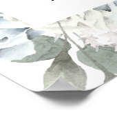 ダスティーエレガントブルーフローラ結婚ズ・ウェルカム ポスター (角)