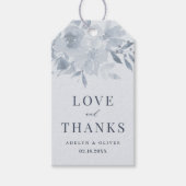 ダスティーエレガントブルーフローラ結婚ズ ギフトタグ (正面)