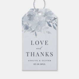 ダスティーエレガントブルーフローラ結婚ズ ギフトタグ