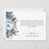 ダスティーエレガントブルーフローラ結婚ズ サンキューカード (裏面)