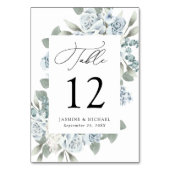 ダスティーエレガントブルーフローラ結婚ズ テーブルナンバー (正面)