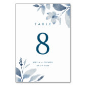 ダスティーエレガントブルーフローラ結婚ズ テーブルナンバー (裏面)