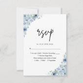 ダスティーエレガントブルーフローラ結婚ズ 出欠カード (正面)
