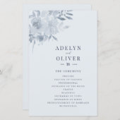 ダスティーエレガントブルーフローラ結婚式 プログラム (正面/裏面)
