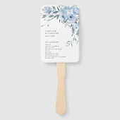 ダスティーエレガントブルーフローラ結婚式 プログラム ハンドファン (正面)