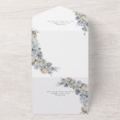 ダスティーエレガントブルーフローラQRコード オールインワン招待状 (外側)