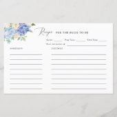 ダスティーエレガントブルーブライダルシャワーレシピカード (正面)