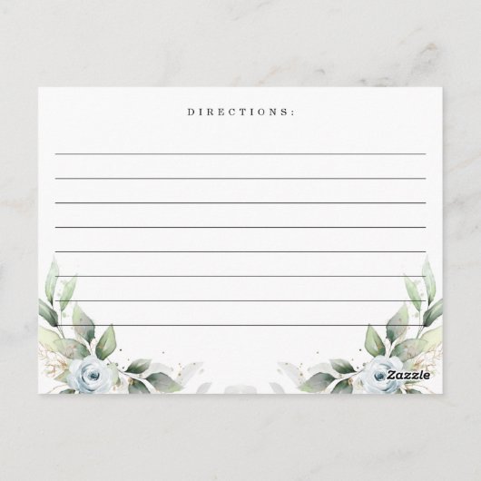 ダスティーエレガントブルーブライダルシャワーレシピカード ポストカード (裏面)