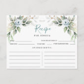 ダスティーエレガントブルーブライダルシャワーレシピカード ポストカード (正面)