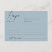 ダスティーエレガントブルーブライダルシャワーレシピ エンクロージャーカード (裏面)
