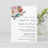 ダスティーエレガントブルーブルゴーニュフローラ結婚ズ 招待状 (スタンド正面)