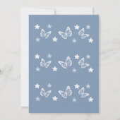 ダスティーエレガントブルーホワイトバタフライブライダルシャワー 招待状 (裏面)
