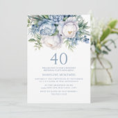 ダスティーエレガントブルーホワイトフローラ40歳 招待状 (スタンド正面)