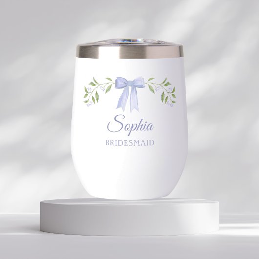 ダスティーエレガントブルーボウ名のブリデスメイド提案