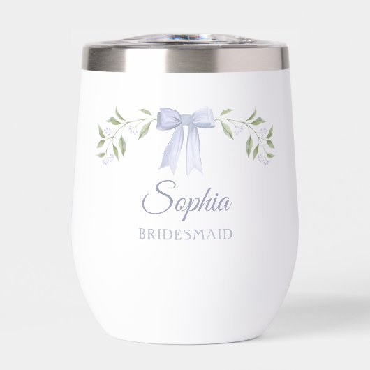 ダスティーエレガントブルーボウ名のブリデスメイド提案 (正面)