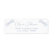 ダスティーエレガントブルーボウ差出人住所ラベル ラベル (正面)