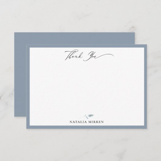 ダスティーエレガントブルーボタニカルサンキュー ノートカード (正面/裏面)