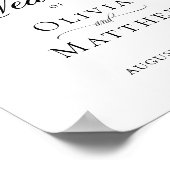 ダスティーエレガントブルーボタニカル結婚ウェルカム ポスター (角)