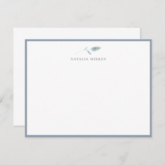 ダスティーエレガントブルーボタニカル ノートカード (正面/裏面)