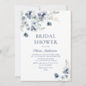 ダスティーエレガントブルーボホウィンターブライダルシャワー 招待状 (正面)