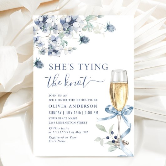 ダスティーエレガントブルーボホウィンターブライダルシャワー 招待状