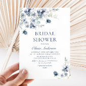 ダスティーエレガントブルーボホウィンターブライダルシャワー 招待状