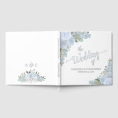 ダスティーエレガントブルーボホフローラフォイル結婚ズ ゲストブック (全面)