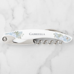 ダスティーエレガントブルーボホフローラブライデスメイド名 ソムリエナイフ