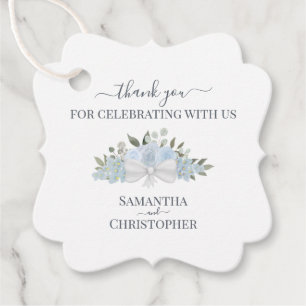 ダスティーエレガントブルーボーバラズ結婚サンキュー フェイバータグ