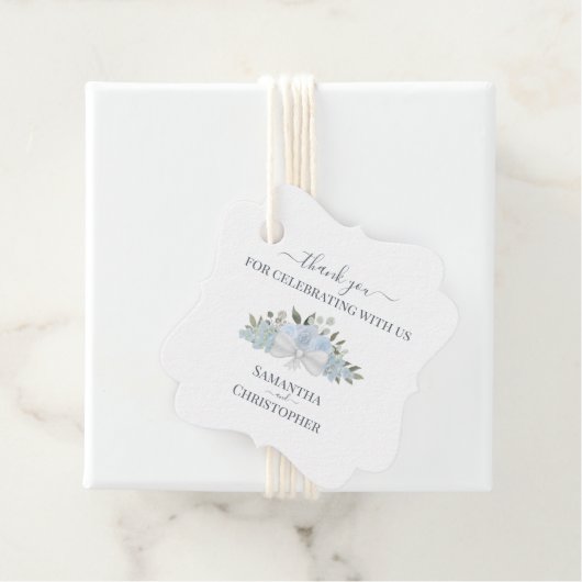 ダスティーエレガントブルーボーバラズ結婚サンキュー フェイバータグ (インサイチュ)