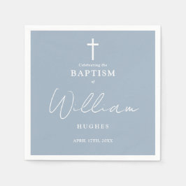 ダスティーエレガントブルーミニマリストバプテスマ《キリスト教》洗礼式や命名式 スタンダードカクテルナプキン