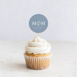 ダスティーエレガントブルーモノグラム結婚封筒用シール ラウンドシール<br><div class="desc">ダスティモダンブエレガント・ブルー・モノグラム結婚の封筒用シール。</div>