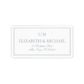 ダスティーエレガントブルーモノグラム結婚差出人住所 ラベル (正面)