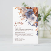 ダスティーエレガントブルーラストテラコッタ結婚の詳細 エンクロージャーカード (スタンド正面)