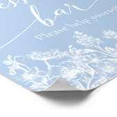 ダスティーエレガントブルーワイルドフラワーデザートバー看板 ポスター (角)