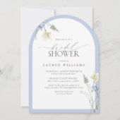 ダスティーエレガントブルーワイルドフラワーブライダルシャワーアーチ 招待状 (正面)