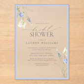 ダスティーエレガントブルーワイルドフラワーブライダルシャワー アクリル招待状 (正面)