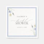 ダスティーエレガントブルーワイルドフラワーブライダルシャワー スタンダードカクテルナプキン (正面)