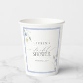 ダスティーエレガントブルーワイルドフラワーブライダルシャワー 紙コップ (裏面)