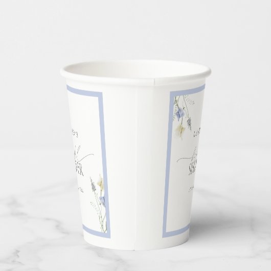 ダスティーエレガントブルーワイルドフラワーブライダルシャワー 紙コップ (右)